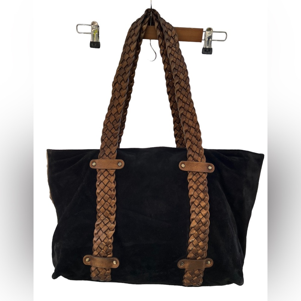 Donald J Pliner Large Black Suede Hobo Bag